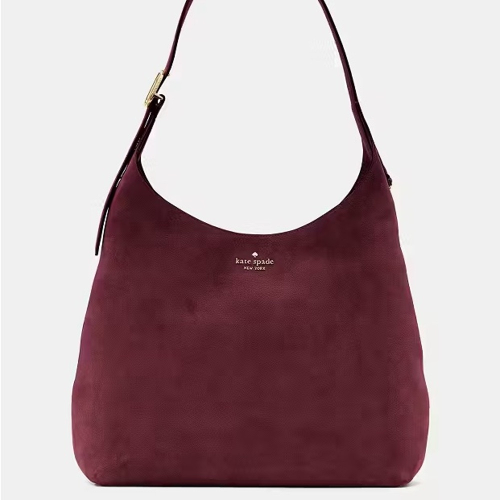 NWT Kate Spade 454 Large Shoulder Bag in Suede Merlot
